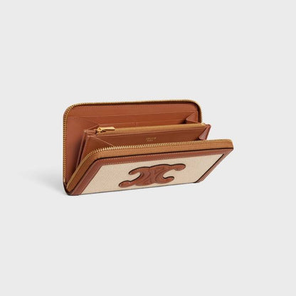 Cuero | LARGE ZIPPED WALLET IN TEXTILE AND CALFSKIN