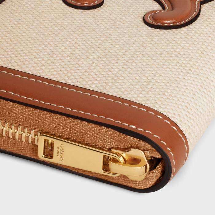 Cuero | LARGE ZIPPED WALLET IN TEXTILE AND CALFSKIN