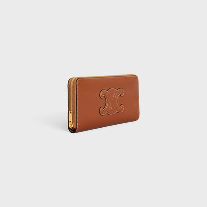 Cuero | LARGE ZIPPED WALLET CUIR TRIOMPHE IN SMOOTH CALFSKIN