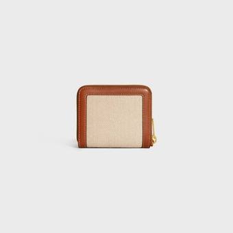 Cuero | COMPACT ZIPPED WALLET CUIR TRIOMPHE IN TEXTILE AND CALFSKIN