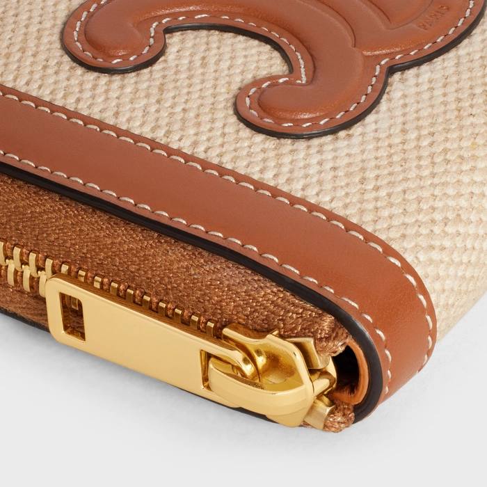 Cuero | COMPACT ZIPPED WALLET CUIR TRIOMPHE IN TEXTILE AND CALFSKIN