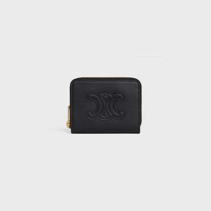 Cuero | COMPACT ZIPPED WALLET CUIR TRIOMPHE IN SMOOTH CALFSKIN