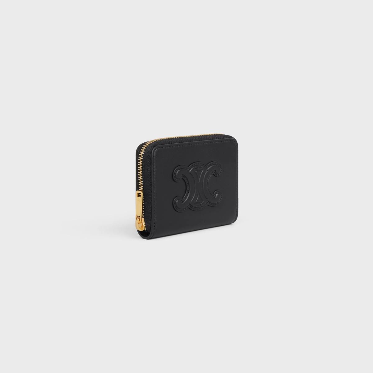 Cuero | COMPACT ZIPPED WALLET CUIR TRIOMPHE IN SMOOTH CALFSKIN