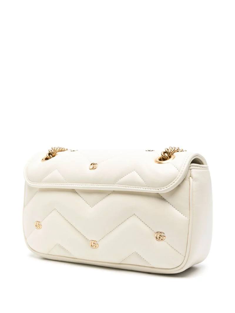 Cuero | White GG Marmont Small Leather Shoulder Bag
