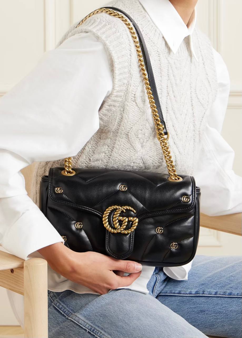 Cuero | GG Marmont Small Leather Shoulder Bag