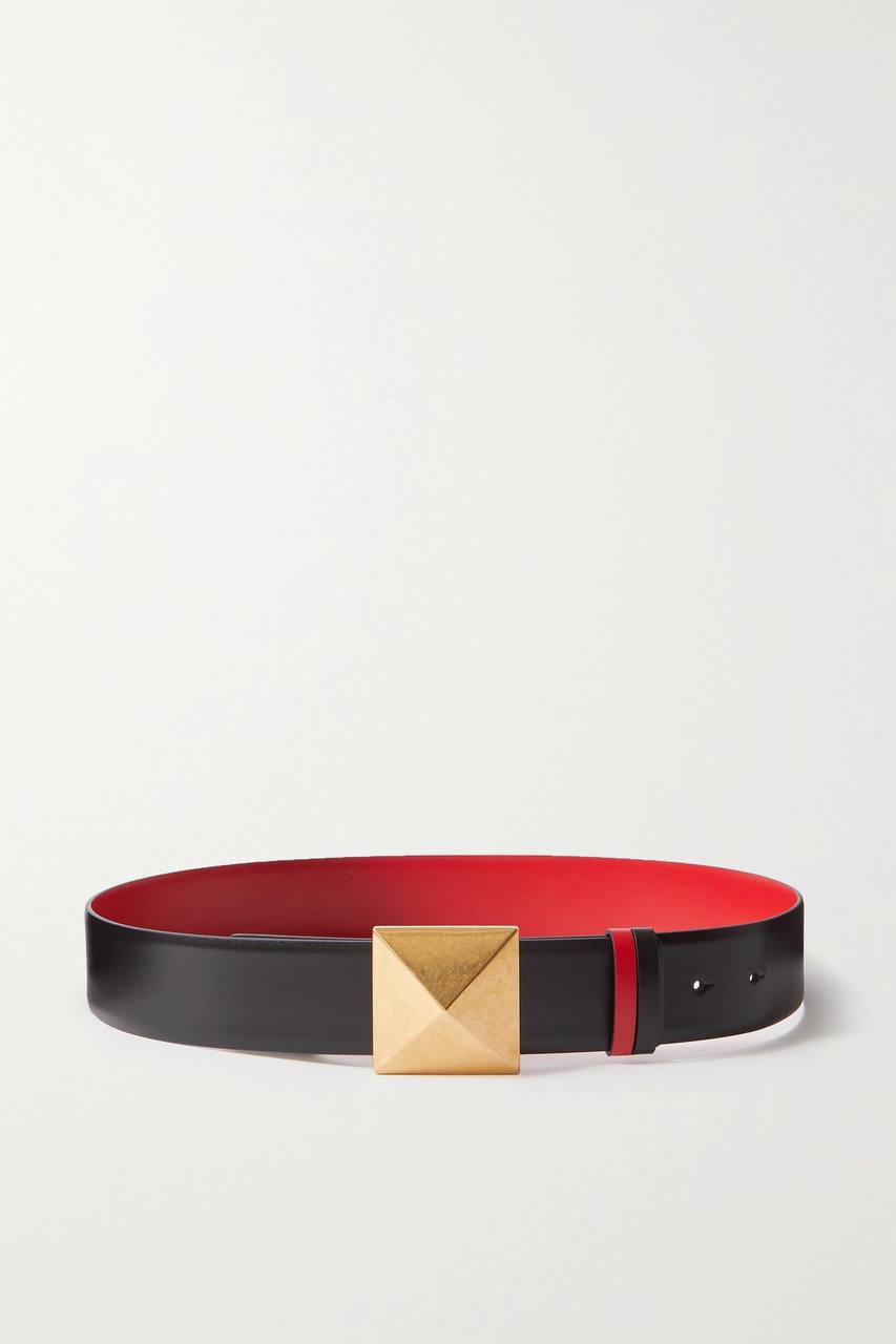 Cuero | Women's Garavani One Stud Reversible Leather Belt in Black