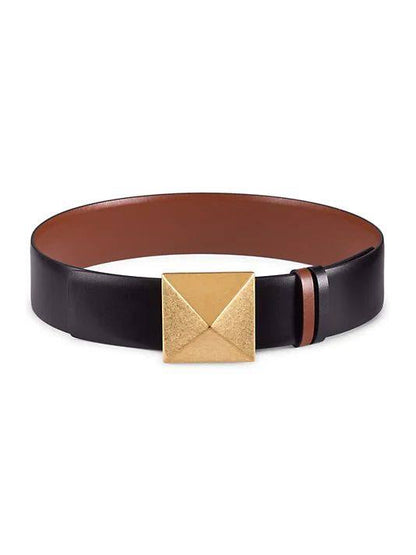 Cuero | Women's Garavani One Stud Reversible Leather Belt in Brown