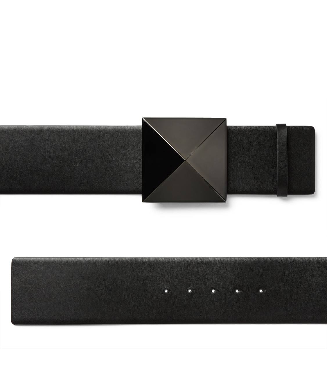 Cuero | Women's Garavani One Stud Reversible Leather Belt in Black