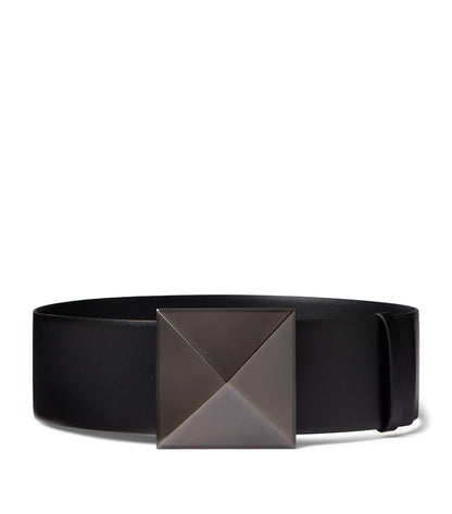 Cuero | Women's Garavani One Stud Reversible Leather Belt in Black