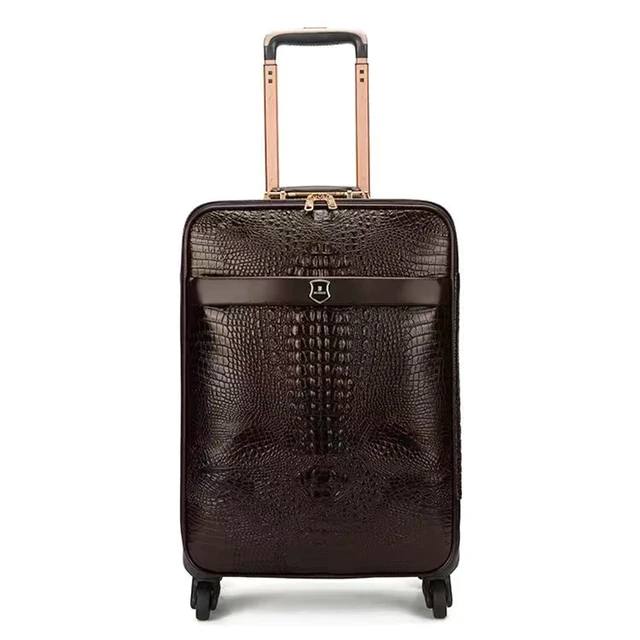 Cuero | 3 PCS Suitcases High Quality PU Crocodile Pattern Suitcase Trolley Luggage