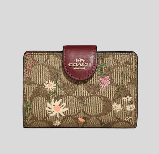 Cuero | Medium Corner Zip Wallet In Signature Canvas With Wildflower