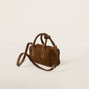 Miu Miu Arcadie padded suede top-handle bag in Cocoa Brown