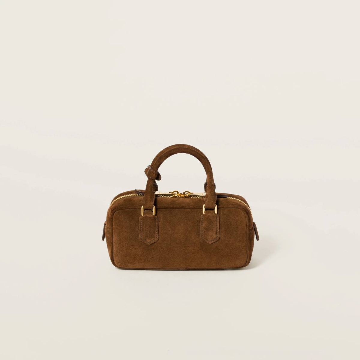 Cuero | Arcadie padded suede top-handle bag in Cocoa Brown