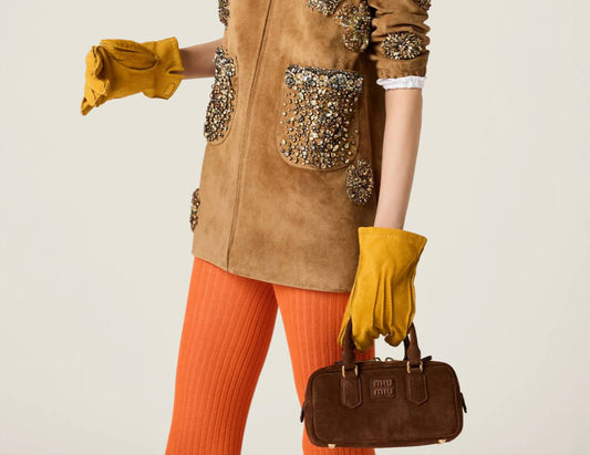 Cuero | Arcadie padded suede top-handle bag in Cocoa Brown