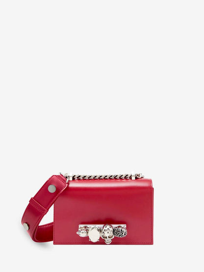 Cuero | Women's The Biker Mini Jewelled Satchel in Lipstick Red