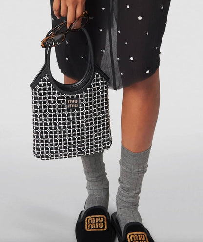 Cuero | SMALL SATIN CRYSTAL EMBELLISHED TOP-HANDLE BAG