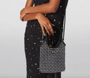 MIU MIU SMALL SATIN CRYSTAL EMBELLISHED TOP-HANDLE BAG
