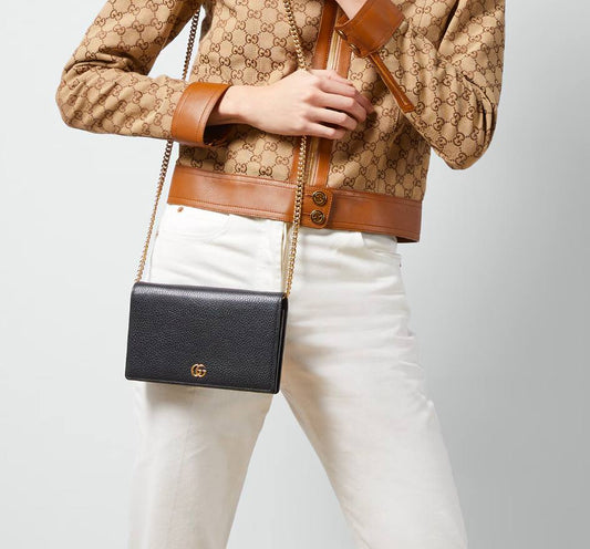 Cuero | GG MARMONT LEATHER MINI CHAIN BAG
