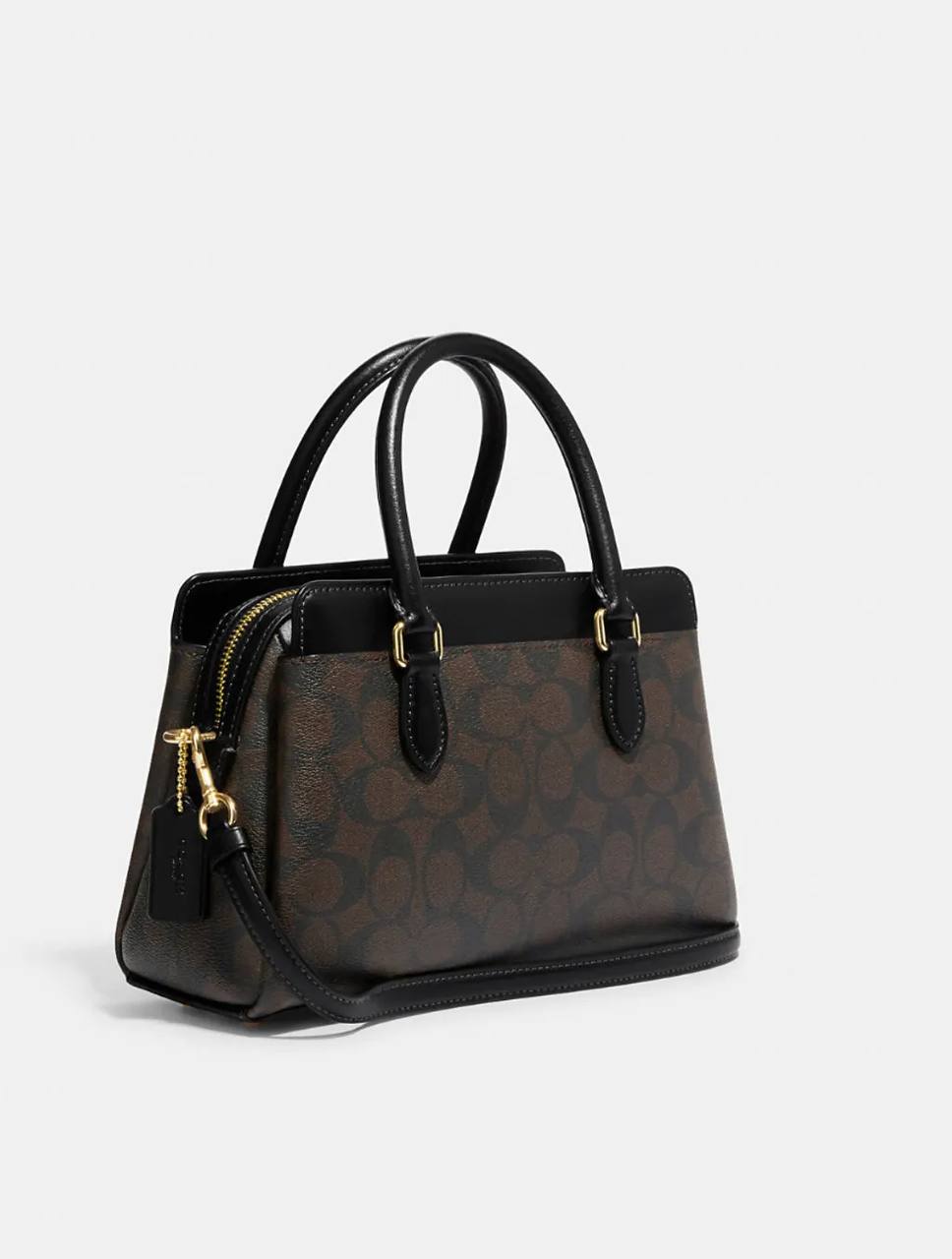 Cuero | MINI DARCIE CARRYALL IN SIGNATURE CANVAS GOLD/BROWN BLACK