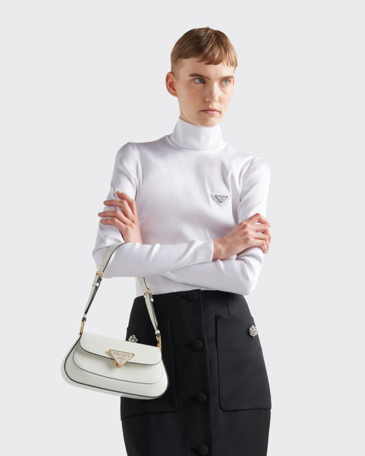 Cuero | White Brushed Leather Shoulder Bag