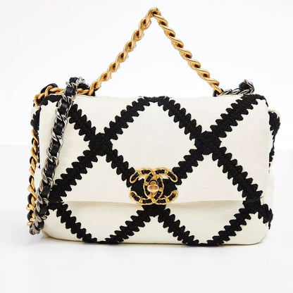 Cuero | White Black Calfskin Crochet Bag