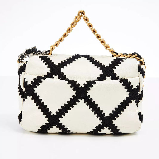 Cuero | White Black Calfskin Crochet Bag