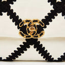 Chanel White Black Calfskin Crochet Bag