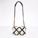 Chanel White Black Calfskin Crochet Bag