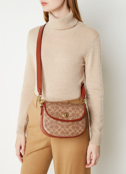 Cuero | Willow Saddle Shoulder Bag Crossbody Signature Canvas Tan Rust