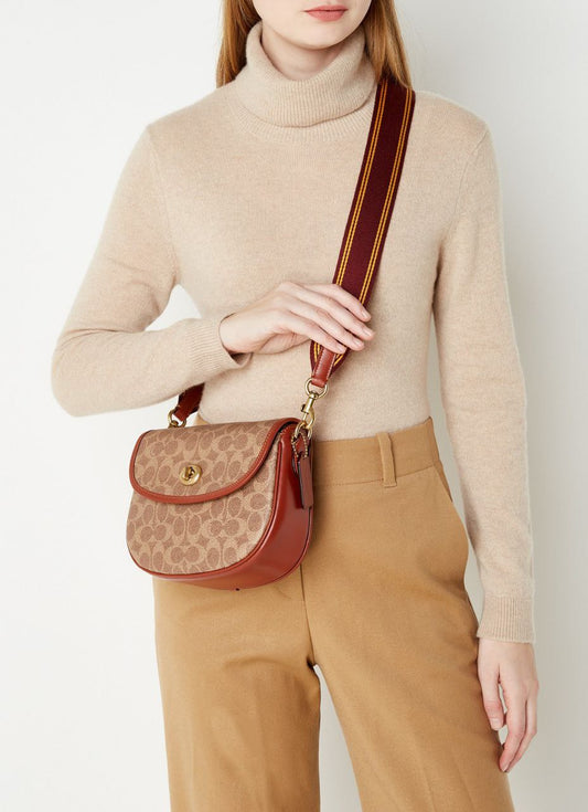 Cuero | Willow Saddle Shoulder Bag Crossbody Signature Canvas Tan Rust