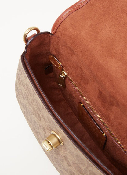 Cuero | Willow Saddle Shoulder Bag Crossbody Signature Canvas Tan Rust