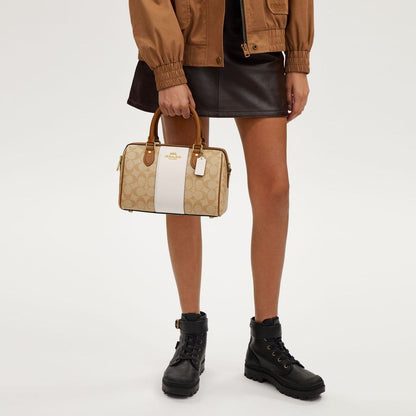 Cuero | Rowan Satchel Bag In Signature Canvas With Stripe