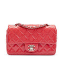 Chanel Quilted Patent Leather Mini Flap Bag Silver Hardware