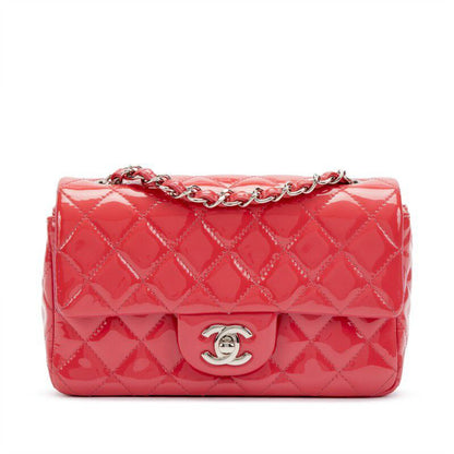 Cuero | Quilted Patent Leather Mini Flap Bag Silver Hardware