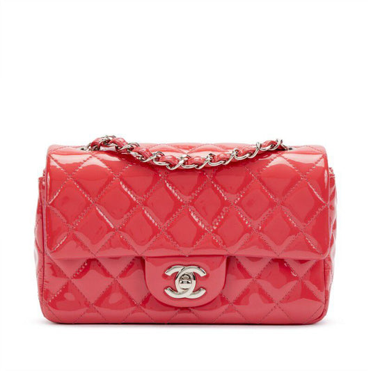 Cuero | Quilted Patent Leather Mini Flap Bag Silver Hardware