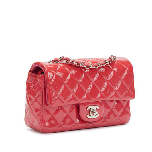 Cuero | Quilted Patent Leather Mini Flap Bag Silver Hardware