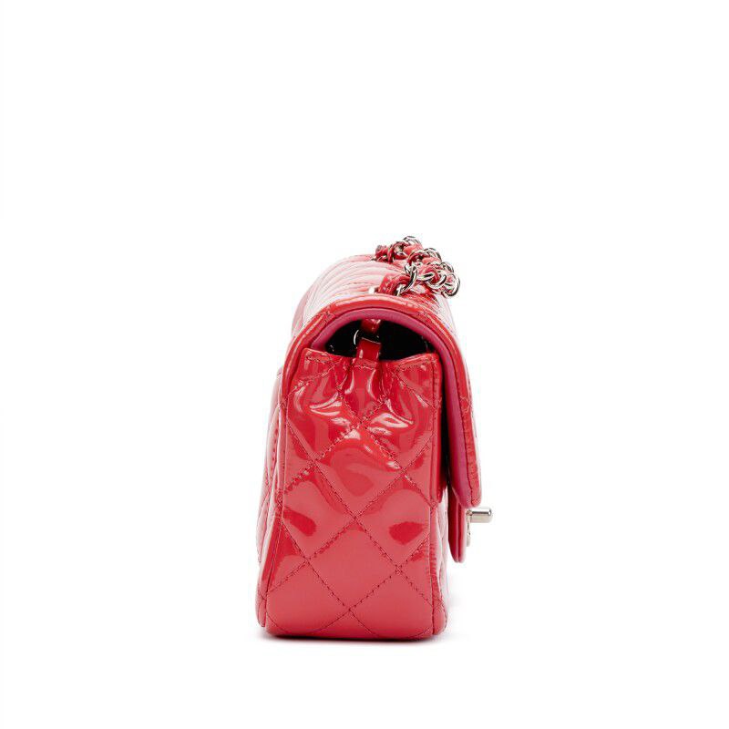 Cuero | Quilted Patent Leather Mini Flap Bag Silver Hardware