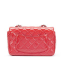 Chanel Quilted Patent Leather Mini Flap Bag Silver Hardware