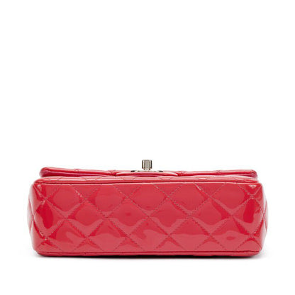 Cuero | Quilted Patent Leather Mini Flap Bag Silver Hardware