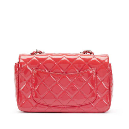 Cuero | Quilted Patent Leather Mini Flap Bag Silver Hardware