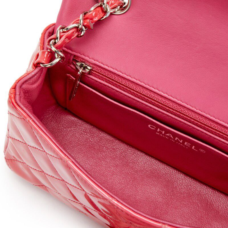 Cuero | Quilted Patent Leather Mini Flap Bag Silver Hardware