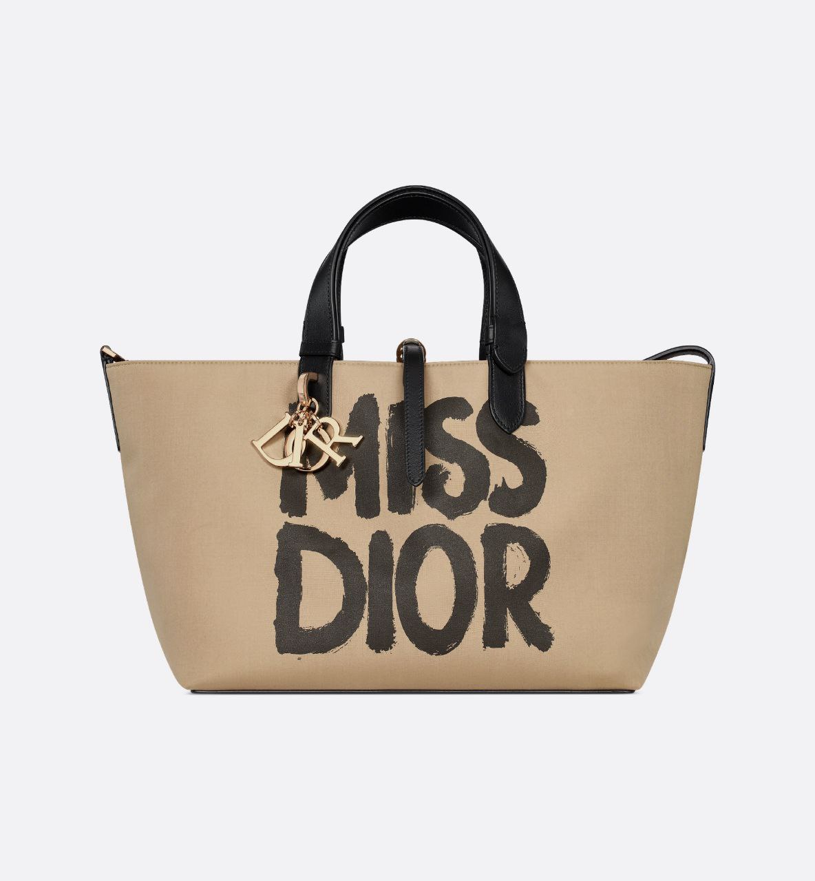 Cuero | Medium Toujours Bag Beige and Black Graffiti Printed