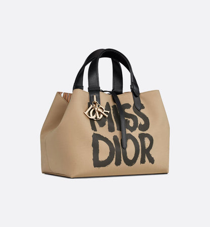 Cuero | Medium Toujours Bag Beige and Black Graffiti Printed