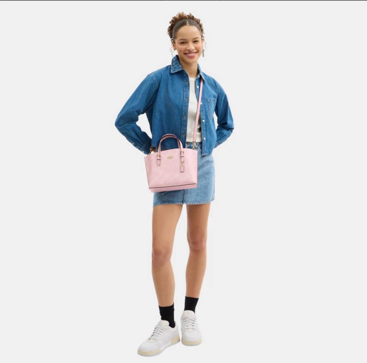 Cuero | Mollie Tote Bag 25 In Signature Canvas Baby Pink