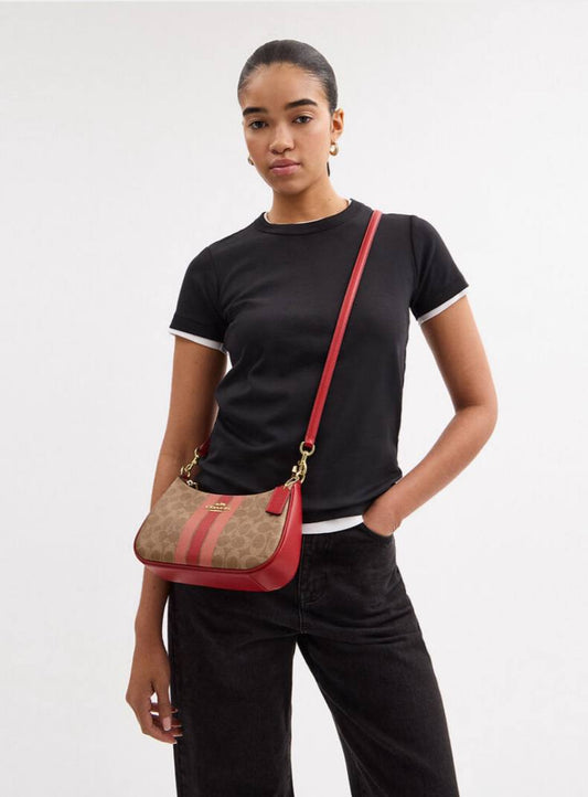 Cuero | Teri Shoulder Bag In Signature Canvas With Stripe