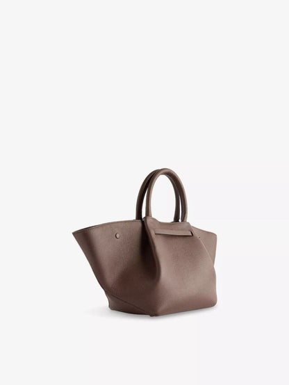 Cuero | Demellier The Midi New York Brown Grain Ecru Stitching