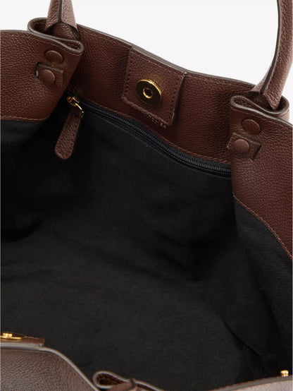 Cuero | Demellier The Midi New York Brown Grain Ecru Stitching
