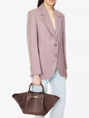 Demellier The Midi New York Brown Grain Ecru Stitching