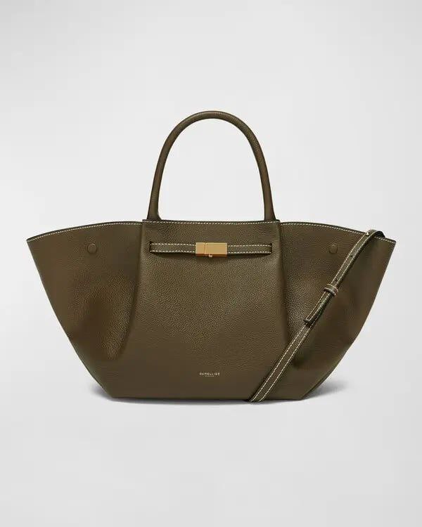 Cuero | Demellier The Midi New York Grain Ecru Stitching