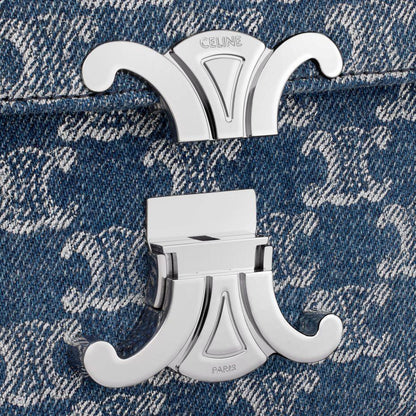 Cuero | CHAIN SHOULDER BAG CLAUDE IN DENIM WITH TRIOMPHE ALL-OVER